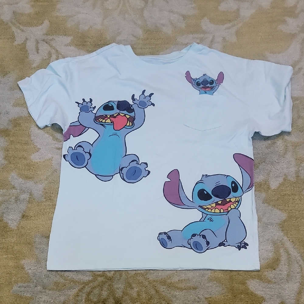 Disney Stitch White and Blue Short Sleeve Tee